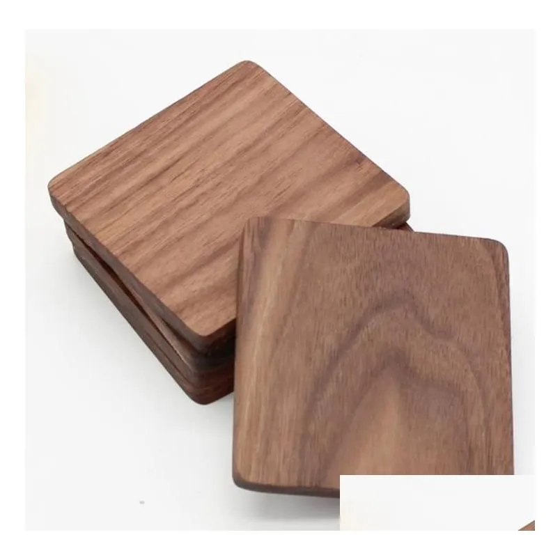 wooden coasters black walnut cup mat bowl pad coffee tea cups mats dinner plates kitchen home bar tools sn2809