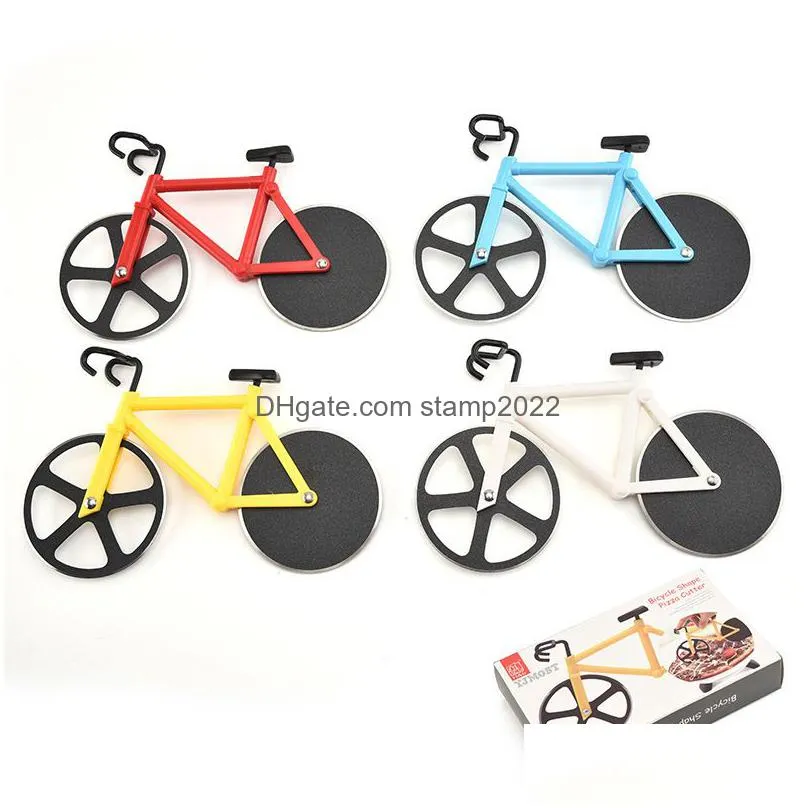 bicycle pizza cutter stainless steel bakeware wheel bike roller chopper slicer pizza cutting knife kitchen tools 20220223 q2