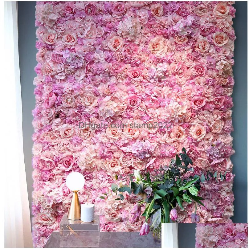 40x60cm silk rose flower wall home decoration artificial flowers for wedding decoration romantic wedding flowers backdrop decor 210317