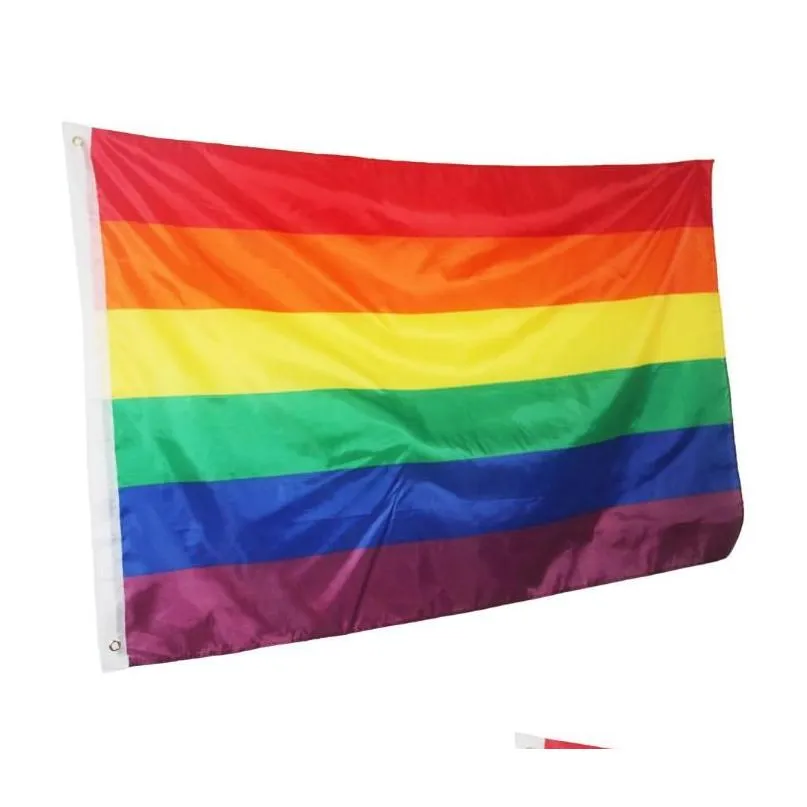 3x5ft 90x150cm Rainbow Flags And Banners Lesbian Gay Pride LGBT Flag Polyester Colorful Flag For Decoration SN618