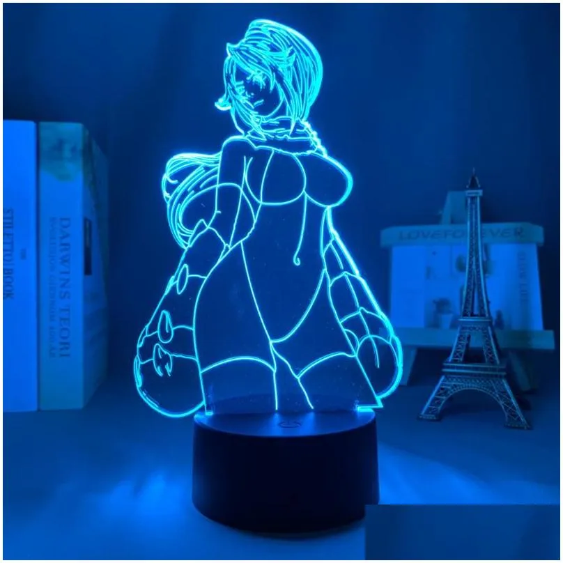 night lights anime 3d lamp bleach yoruichi shihouin for bedroom decor nightlight cool birthday gift acrylic led light