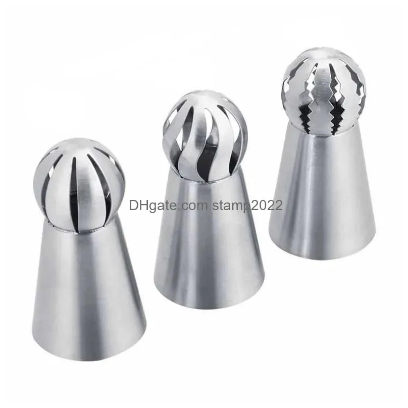 cupcake stainless steel bakeware sphere ball shape icing piping nozzles pastry cream tips flower torch pastry tube decoration tools 20220121