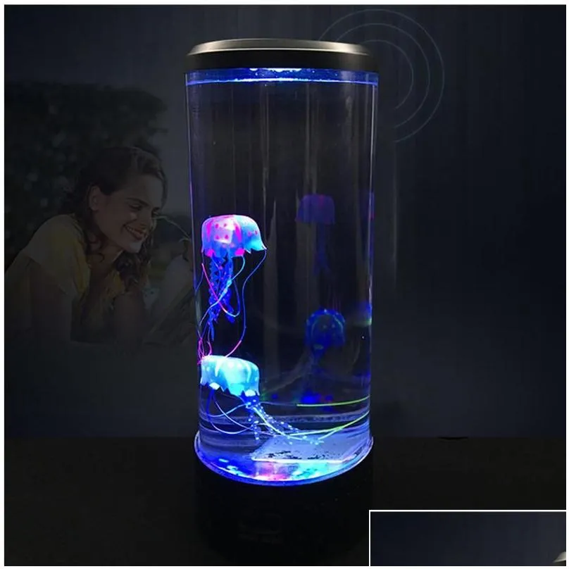 night lights bedside led desktop light jellyfish tropical fish aquarium tank relaxing mood atmosphere lamp