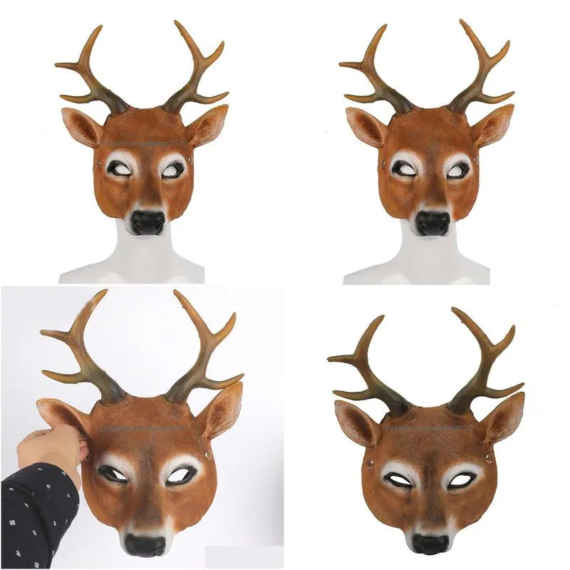 party masks cute deer head cosplay mask christmas reindeer 3d animal realistic halloween costume ball carnival party mask props 230327