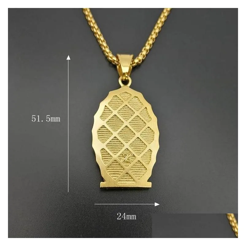 Pendant Necklaces Stainless Steel Virgin Mary Necklace For Men Hip Hop Rapper Jewelry With 60cm Gold Color Link Chain