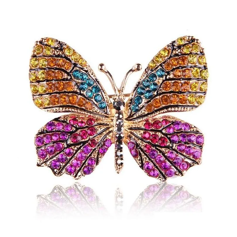 Butterfly Brooch designer Brooches Multi Color Rhinestone Crystal Pins Vintage Fashion Women Wedding Bridal Garments Clothes Pins