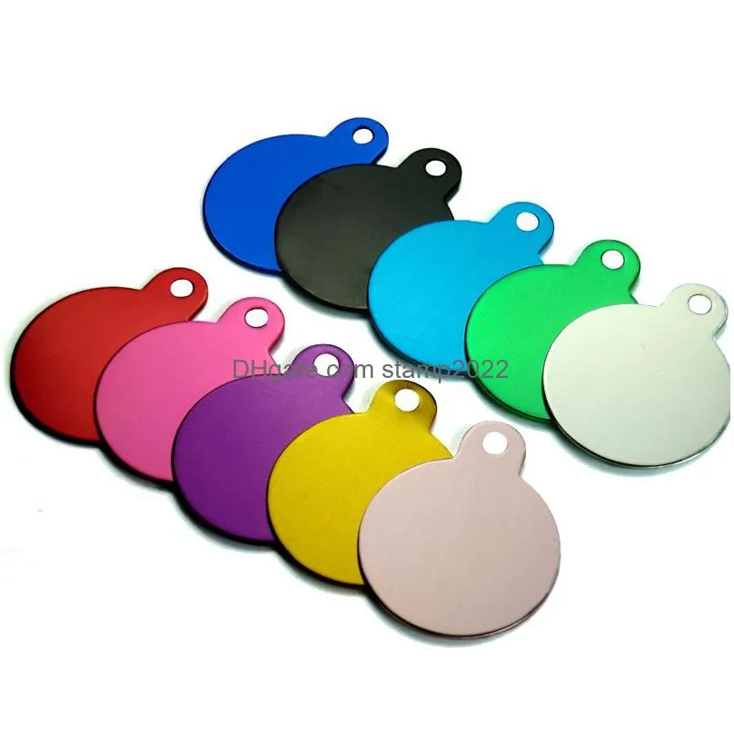 wholesale 100pcs round dog id tags personalized engraving pet id tags tag cat aluminum customized name address phone text id tag