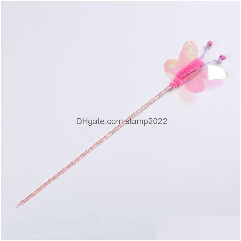 cat toys 1 pc colorful sounding dragonfly feather tickle rod teaser interactive training pet fun supplies 5492 q2