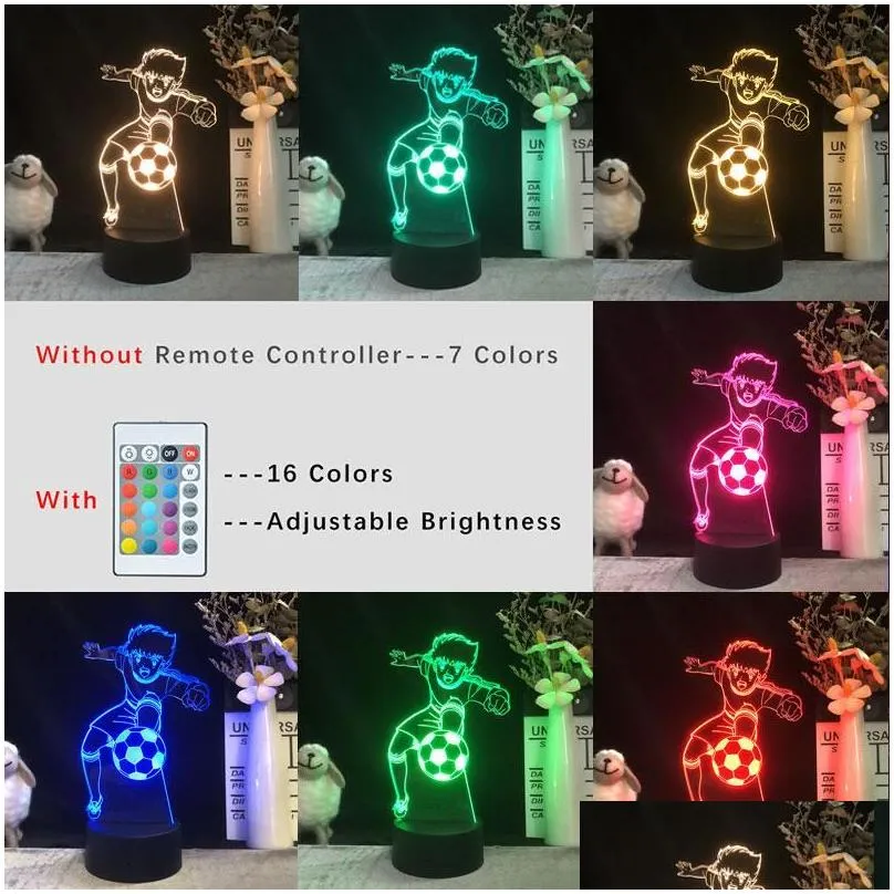 night lights 3d light alarm clock base colorf with remote projector nightlight bedside dropship tsubasa ozora drop delivery lighting otesc