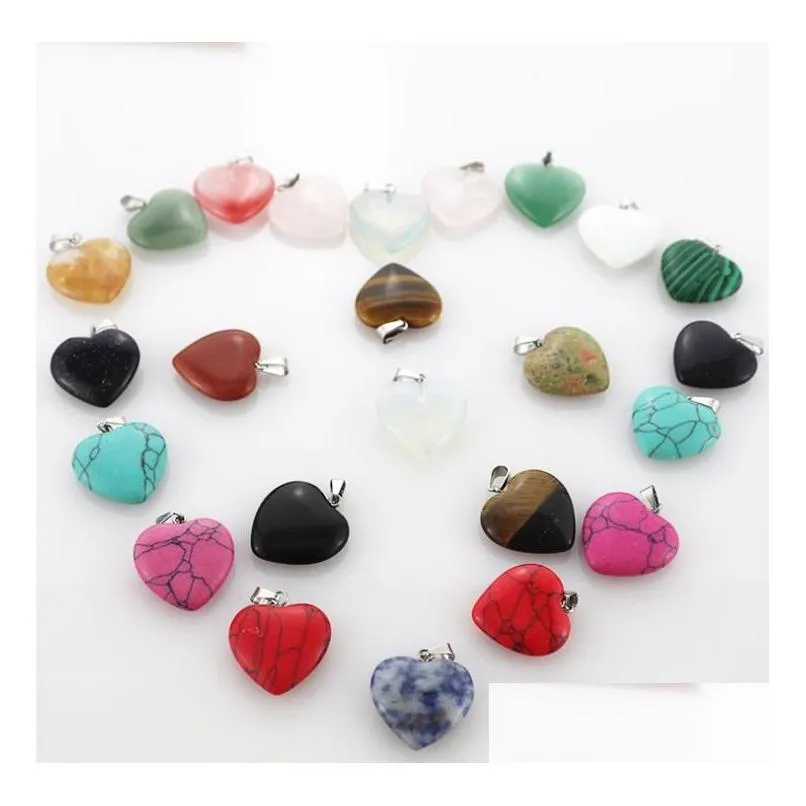 party favor heart shape love gem stone mixed pendants loose beads for bracelets and necklace charms diy jewelry women gift sn2552