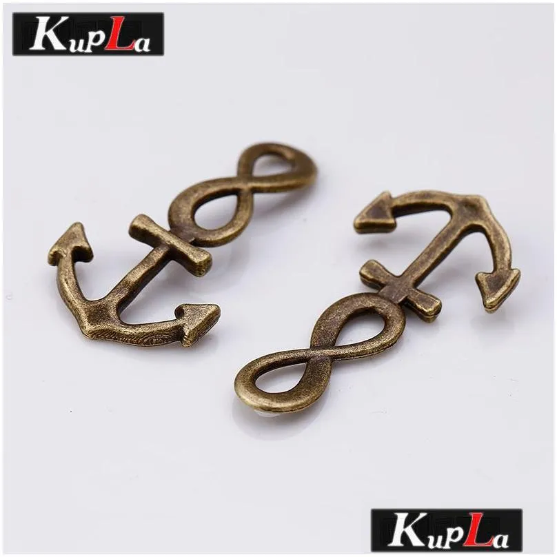 whole saleKupla Metal Nautical Infinity Anchor Charms DIY Jewelry Handmade Anchor Pendant Charms for Jewelry 21*41mm 30 Pieces C5246