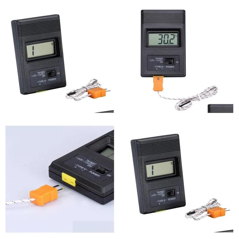 wholesale Digital LCD K Type Thermometer Temperature Instruments Single Input Pro Thermocouple Probe Detector Sensor Reader Meter TM 902C