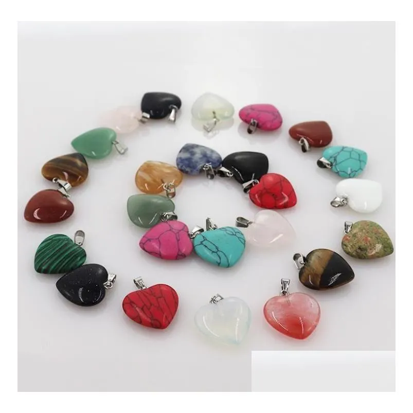 party favor heart shape love gem stone mixed pendants loose beads for bracelets and necklace charms diy jewelry women gift sn2552