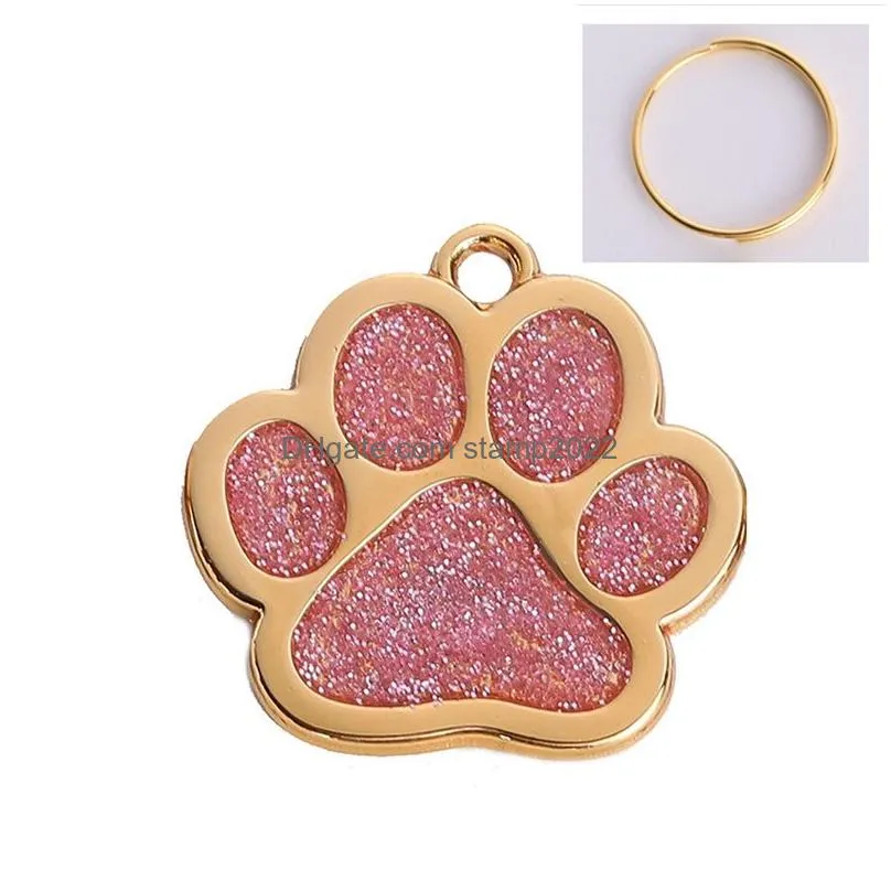 zinc alloy drip processed paw blank pet dog id tags with mirror surface wholesale 5508 q2