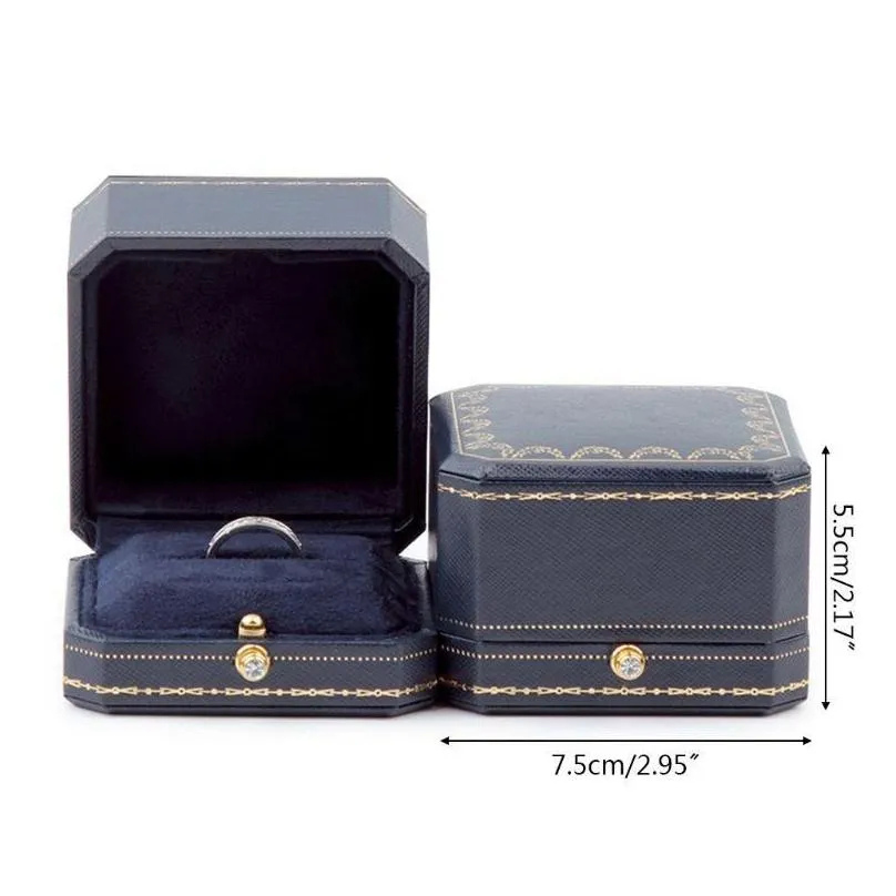 Vintage Design Luxury Ring Box Perfect Engagement Prop Valentine Wedding Gifts Jewelry Pouches Bags Toby22