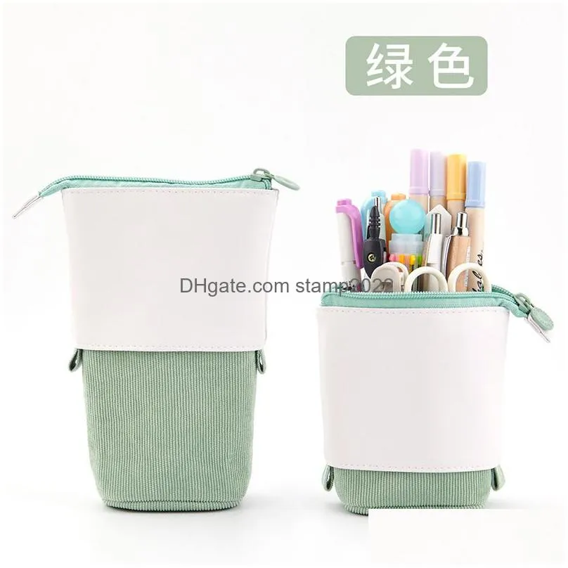 wholesale creative retractable pencil bags case office school stationery supplies storage bag kawaii diy pencil cases kid cute pen holder box 20220924