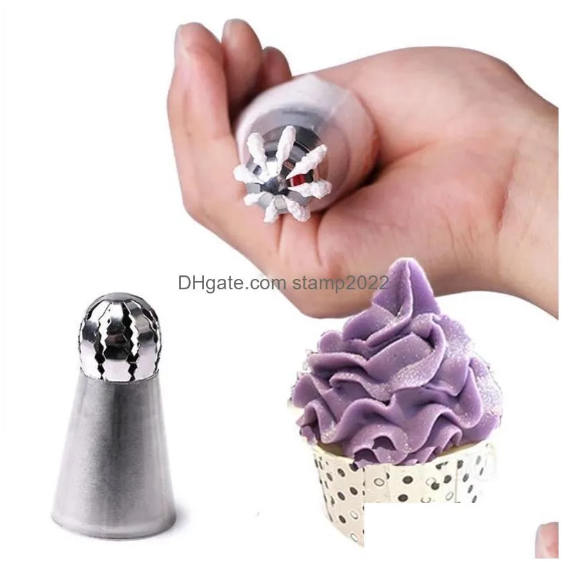 cupcake stainless steel bakeware sphere ball shape icing piping nozzles pastry cream tips flower torch pastry tube decoration tools 20220121