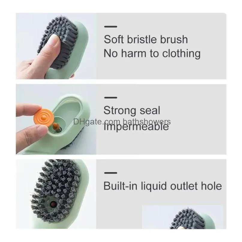 multifunction cleaning shoe brush soft automatic liquid shoe brush long handle clothes brush soap brush with hook clean tool