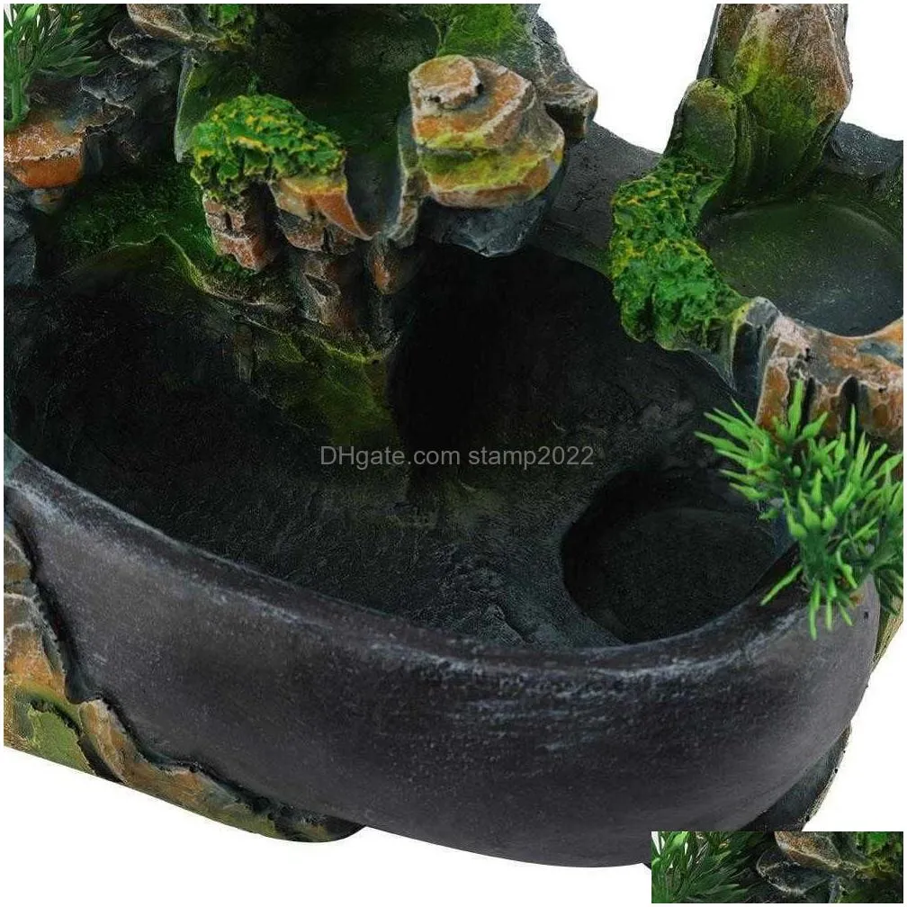 hode creative indoor simulation resin rockery waterfall statue feng shui water fountain home garden crafts 210804