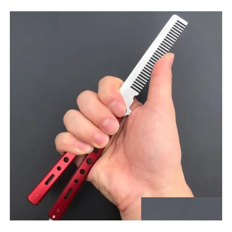 party favor fashion delicate pro salon stainless steel folding training butterfly practice style knife comb tool sn3248