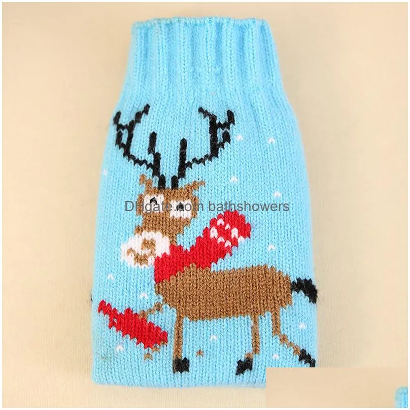 dhl christmas knitted wine bottle cover party favor xmas beer wines bags santa snowman moose beers bottles covers wholesale