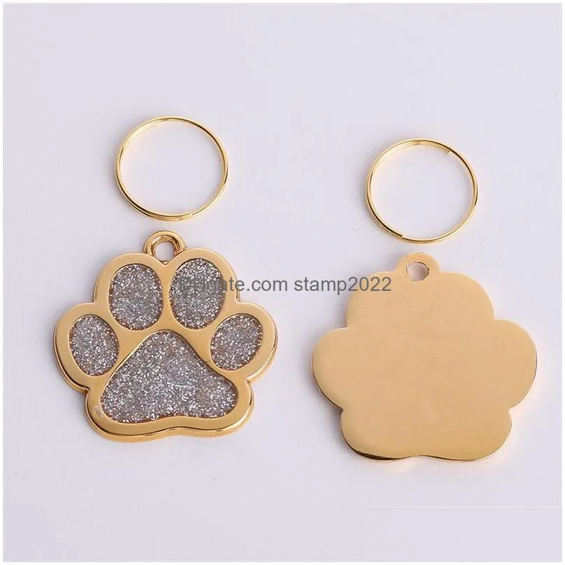 zinc alloy drip processed paw blank pet dog id tags with mirror surface wholesale 5508 q2