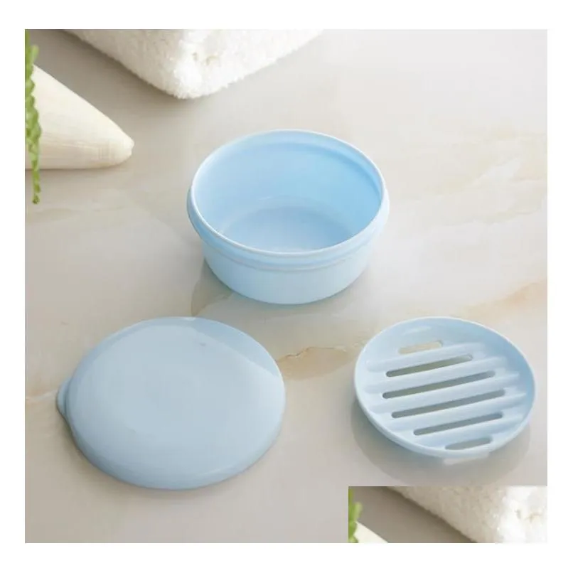 soap dish box bathroom sealed soap-case holder container wash shower home round travel supplies sn2696