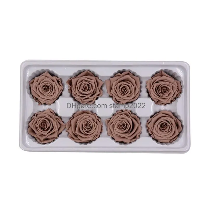 ainyrose 4-5cm 8pcs/box diy natural preserved rose eternal rose head dried flowers wedding home decor gift for women class b 210317