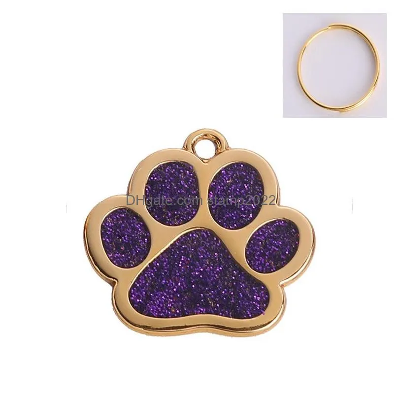 zinc alloy drip processed paw blank pet dog id tags with mirror surface wholesale 5508 q2