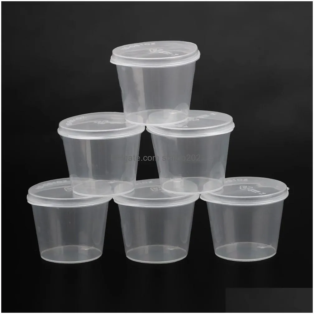 storage bottles jars wholesale 100pcs disposable clear plastic sauce pot 30ml chutney cups slime container box with lids kitchen organizer