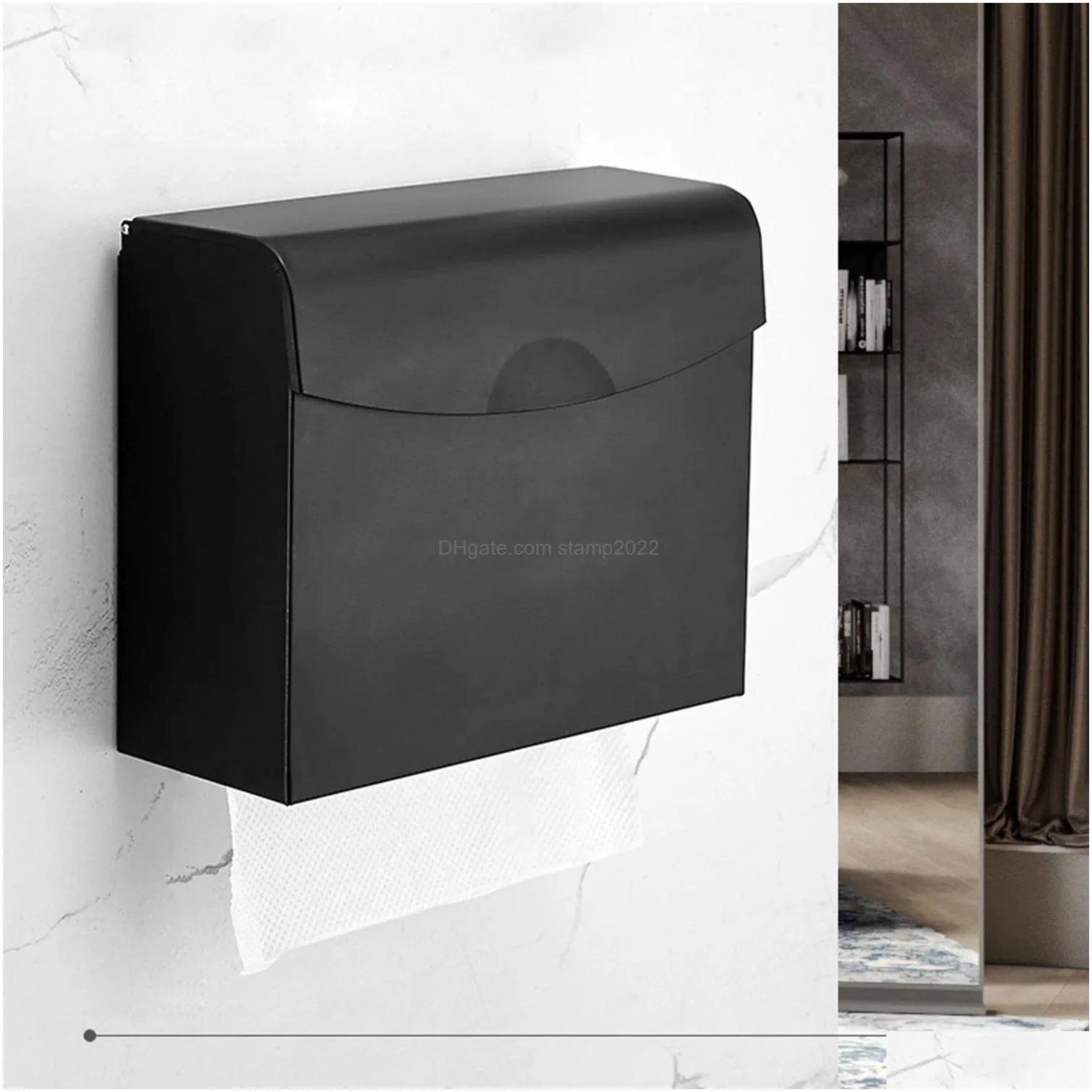 wall-mounted paper towel dispenser dual dispensing paper towel holder waterproof space aluminum bathroom tissue dispenser box 210320