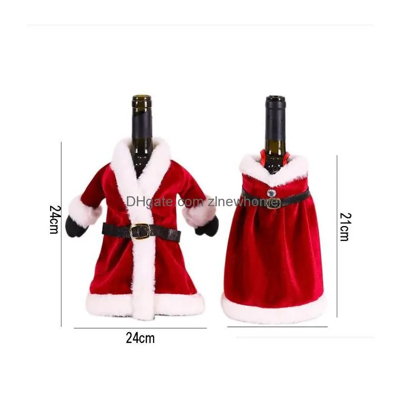 creative christmas set golden velvet dress wine bottle cover wine bottle bag sleeve xmas new year dinner table decor