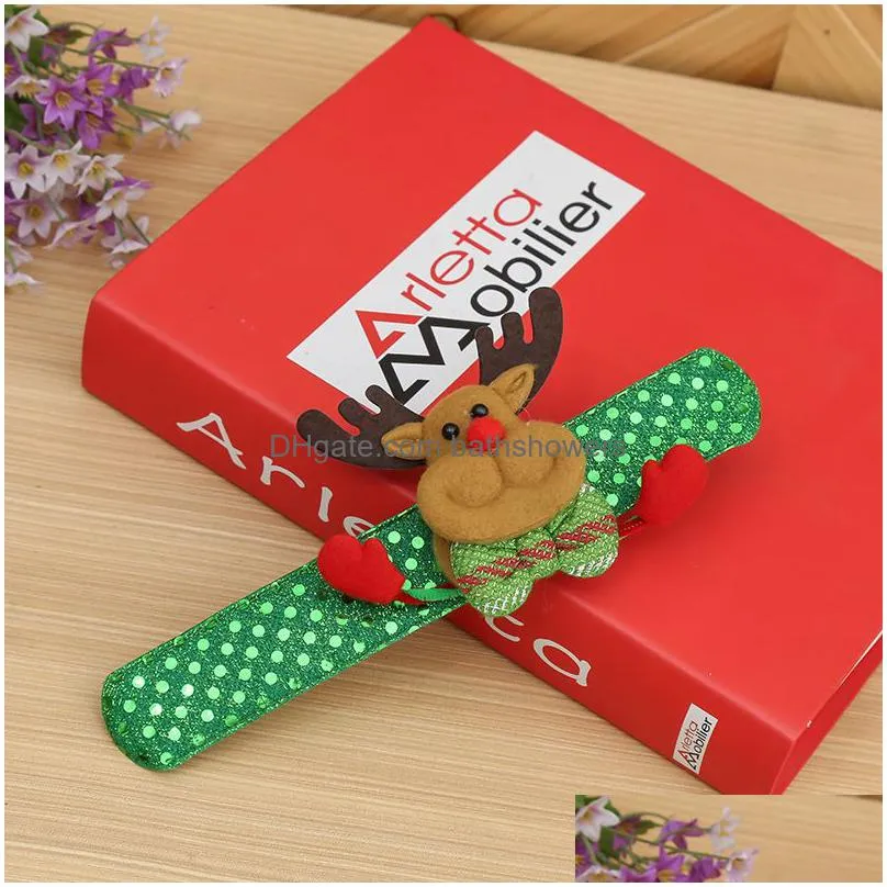 christmas decoration wrist buckle bracelet santa claus deer ring bracelet party decoration children`s gift toy cartoon pendant