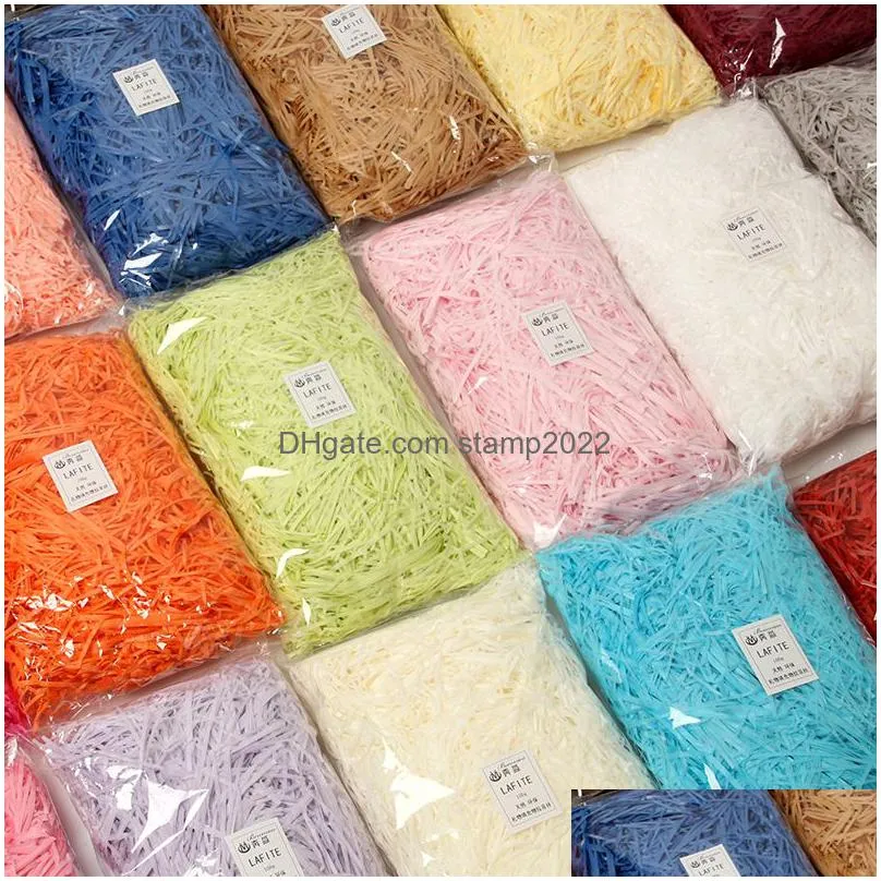 10/50/100g colorful party shredded crinkle lafite paper raffia filler diy wedding gift box candy material packaging filler 20220108 q2