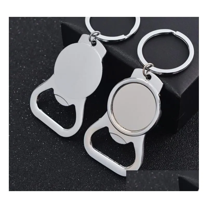 500pcs sublimation blank beer bottle opener keychain metal heat transfer corkscrew key ring household kitchen tool sn2971