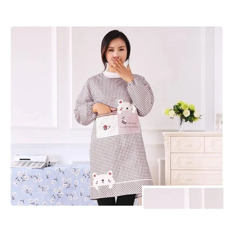 Women Cute Apron, Ladies Black Aprons With 2 Pockets, Waterproof