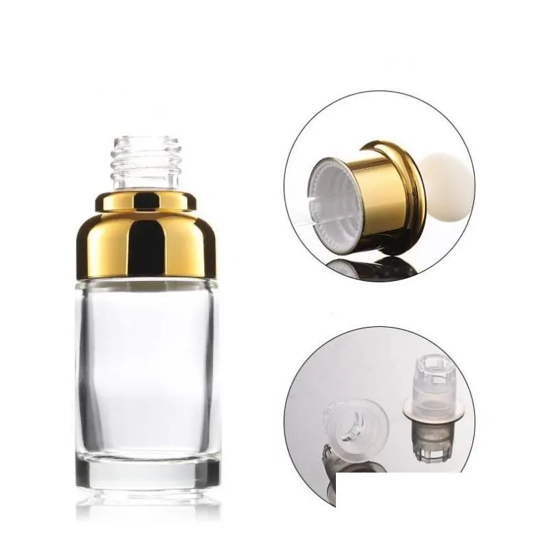 wholesale gold glass dropper bottle 20 30 50ml luxury serum bottle with gold cap for  oil sn2041