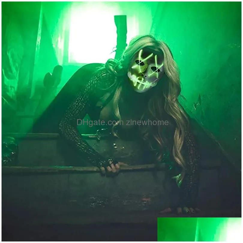 led mask halloween party masque masquerade masks neon masks light glow in the dark horror mask glowing masker mixed color mask