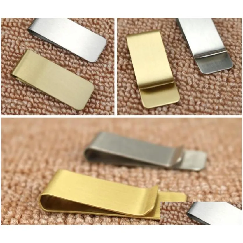 wholesale stainless steel brass money clipper slim money wallet clip clamp card holder credit name card holder sn1086