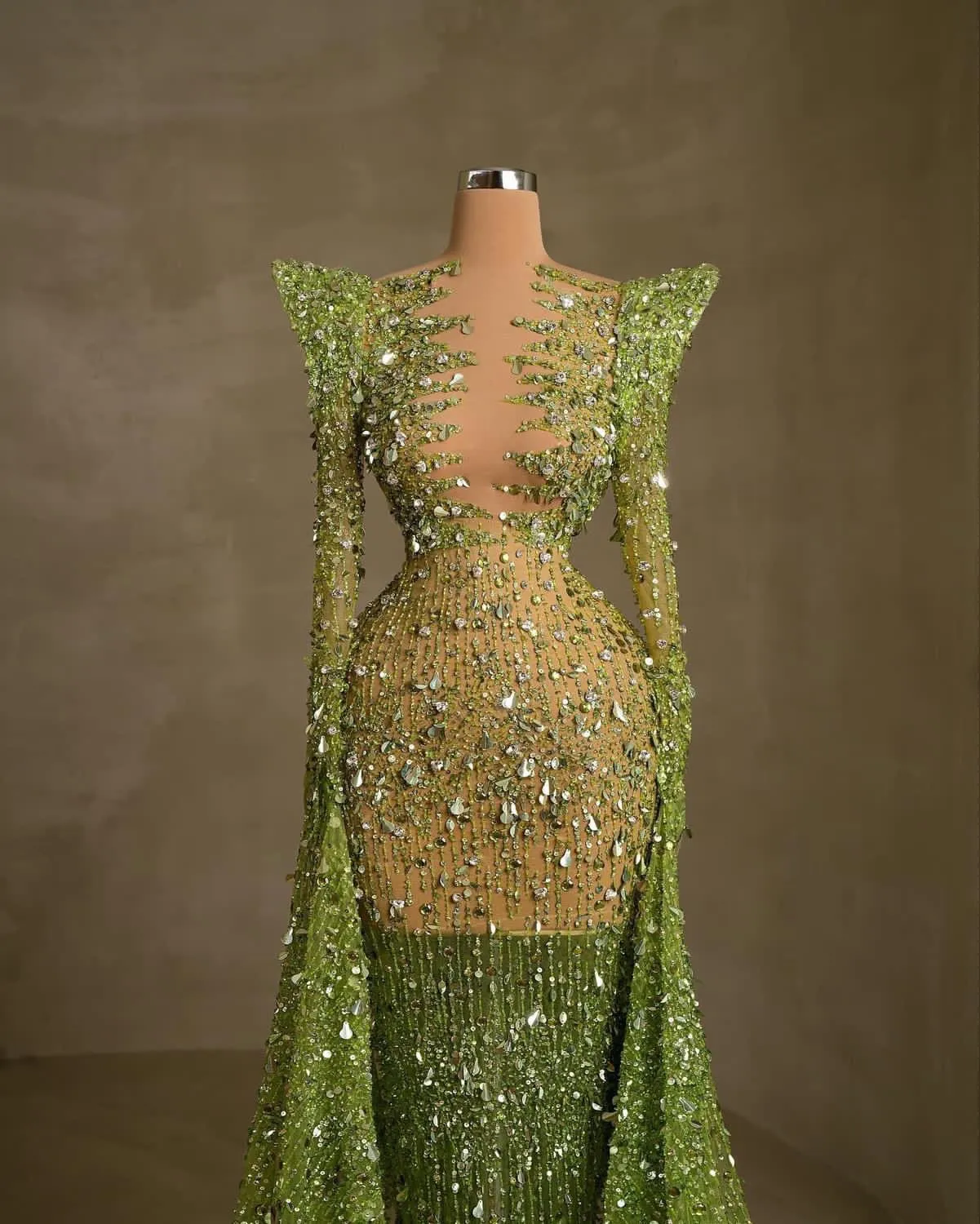 2023 Aso Ebi Arabic Mermaid Green Prom Dress Sequined Lace Evening Formal Party Second Reception Birthday Engagement Gowns Dresses Robe De Soiree ZJ387