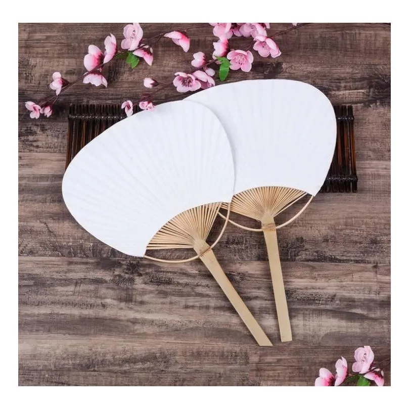 paddle hand fans with bamboo frame and handle wedding party favors gifts paddle-paper fan spanish-fan sn2895