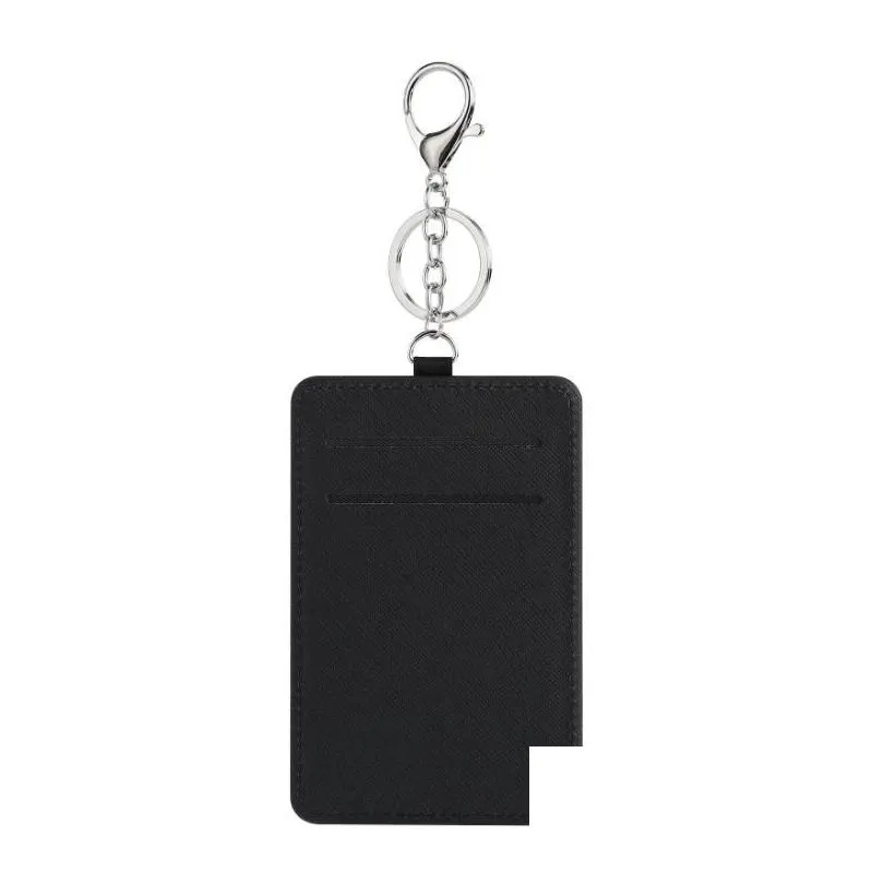 sublimation card holder pu leather blank credit cards bag case heat transfer print diy holders with keychain sn3316