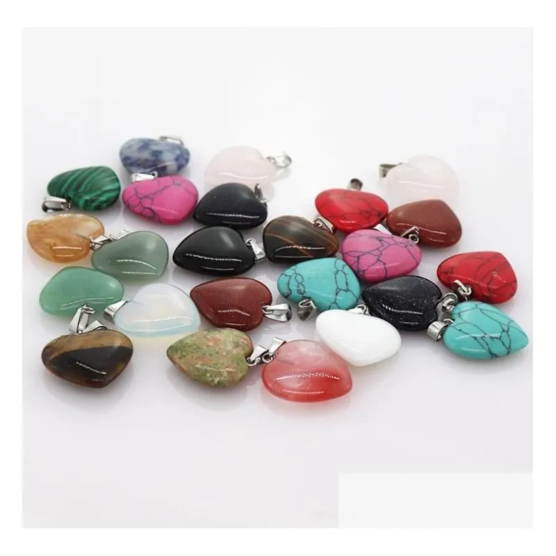 party favor heart shape love gem stone mixed pendants loose beads for bracelets and necklace charms diy jewelry women gift sn2552