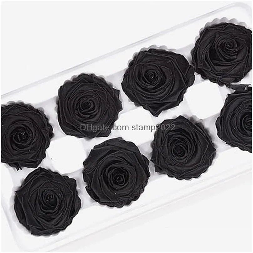 ainyrose 4-5cm 8pcs/box diy natural preserved rose eternal rose head dried flowers wedding home decor gift for women class b 210317