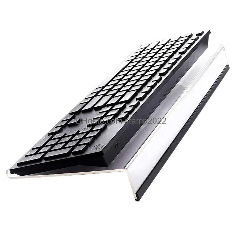 hooks rails acrylic tilted computer keyboard holder clear stand for easy ergonomic typing office desk home school 5487 q2