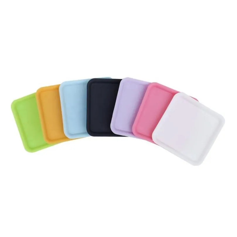 colorful square portable smoking plastic mini preroll scroll roll cigarette tray holder dry herb tobacco grinder smoke plate sn2649