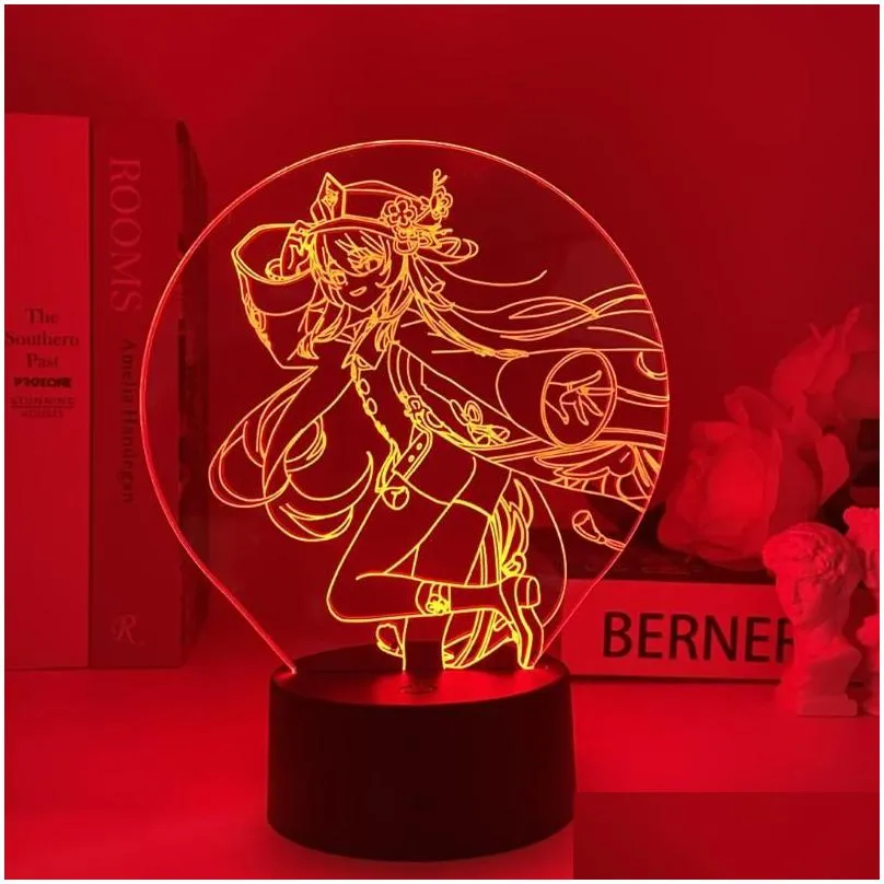 night lights genshin impact led light manga figure table lamp 3d novelty illusion indoor bedroom party decor indie adt kid drop deli otuf2