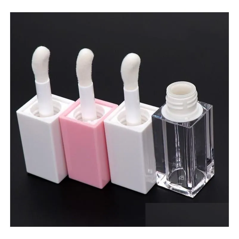 wholesale 100pcs 5ml mini square lip gloss tube refillable bottle lipgloss sample lip-balm bottles container beauty tool sn3364