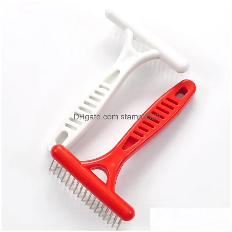 white rake comb for dog grooming brush short long hair fur shedding remove cat dogs brushes tools pet dog supplies 20220924 q2