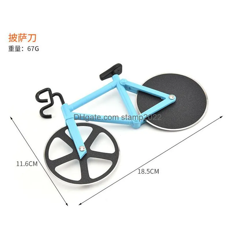 bicycle pizza cutter stainless steel bakeware wheel bike roller chopper slicer pizza cutting knife kitchen tools 20220223 q2